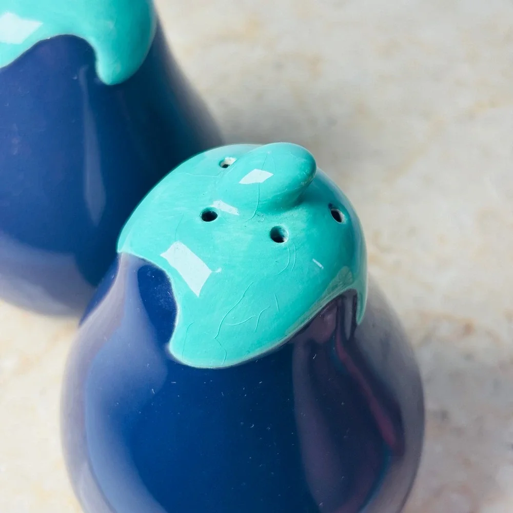 Vintage Anthropomorphic Purple Eggplant Salt & Pepper Shaker Set Vegetable Retro